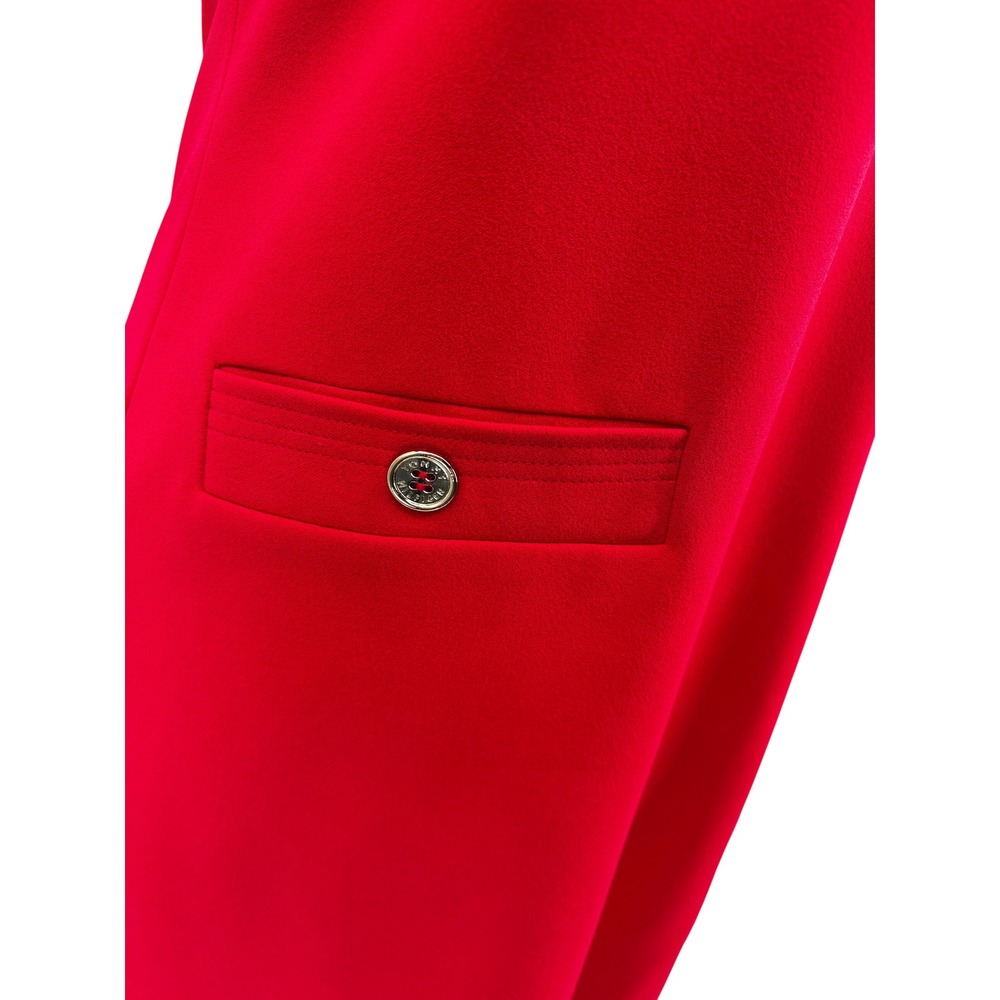 Tommy Hilfiger Sheath Dress Womens 12 Red Gold Button Faux Pocket Cap - Picture 2 of 10